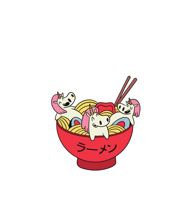 Unicorn Ramen model verde de măr pe tricou