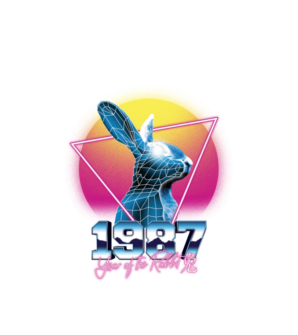 1987 Year of the Rabbit model alb pe tricou