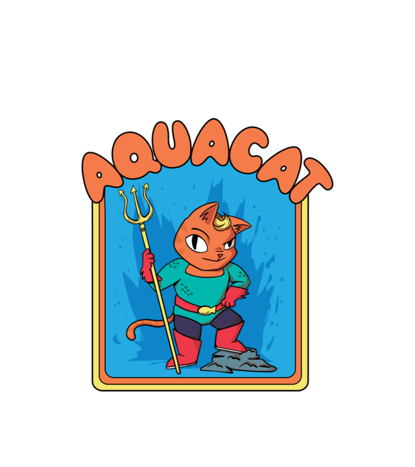Aquacat model alb pe tricou