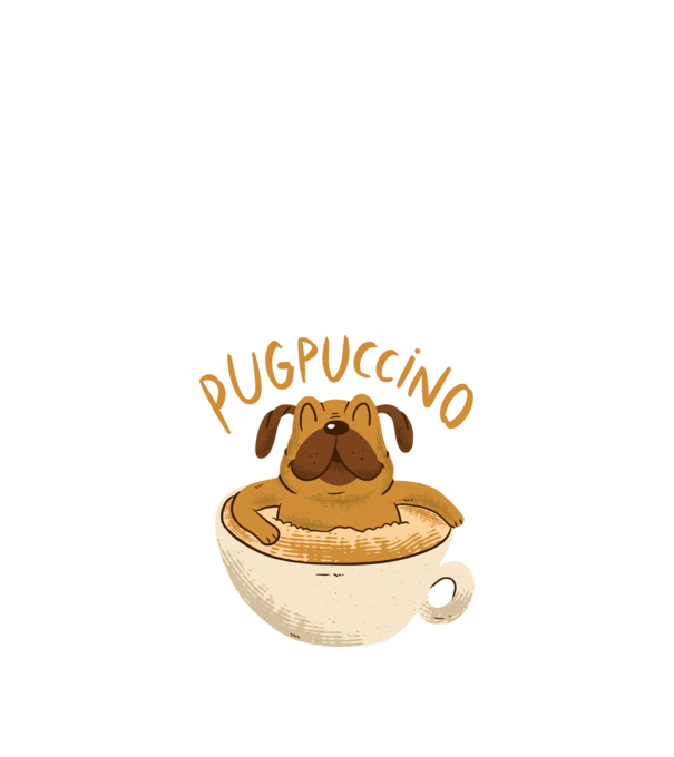 Pugpuccino Capuccino cu Mops model negru pe tricou