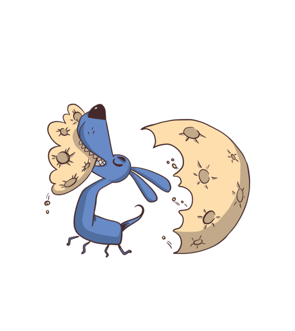 Câine Luna Mușcătură model alb pe tricou