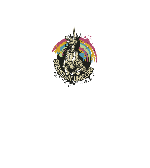 Schelet unicorn model alb pe tricou