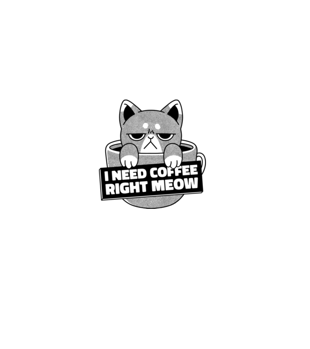 I need Coffee Right Meow model albastru deschis pe tricou