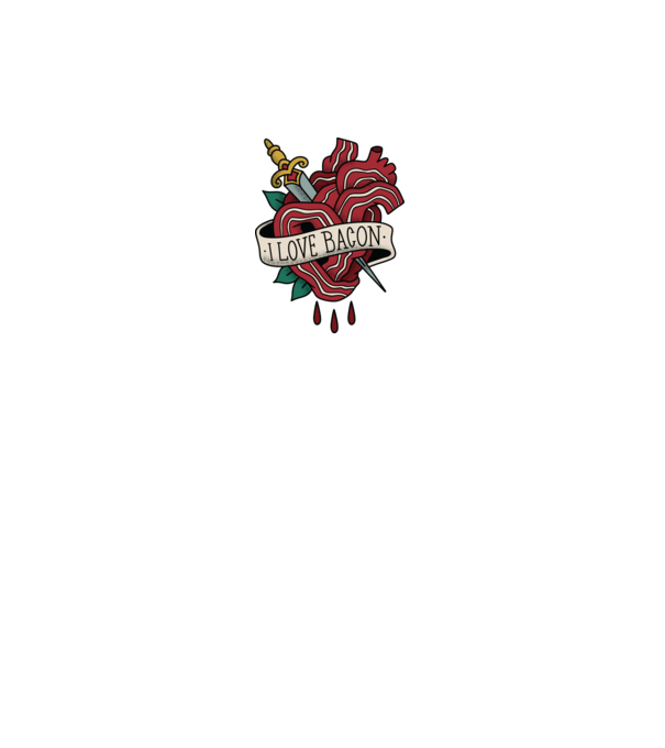 Love Bacon Tatuaj model alb pe tricou