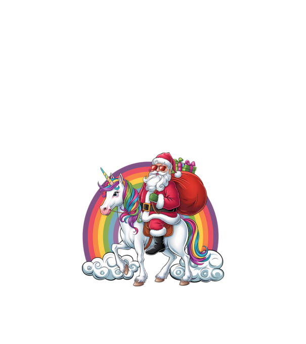 Moș Crăciun cool pe un unicorn 2 model negru pe tricou