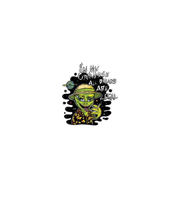 Alien drogat model alb/roșu pe tricou