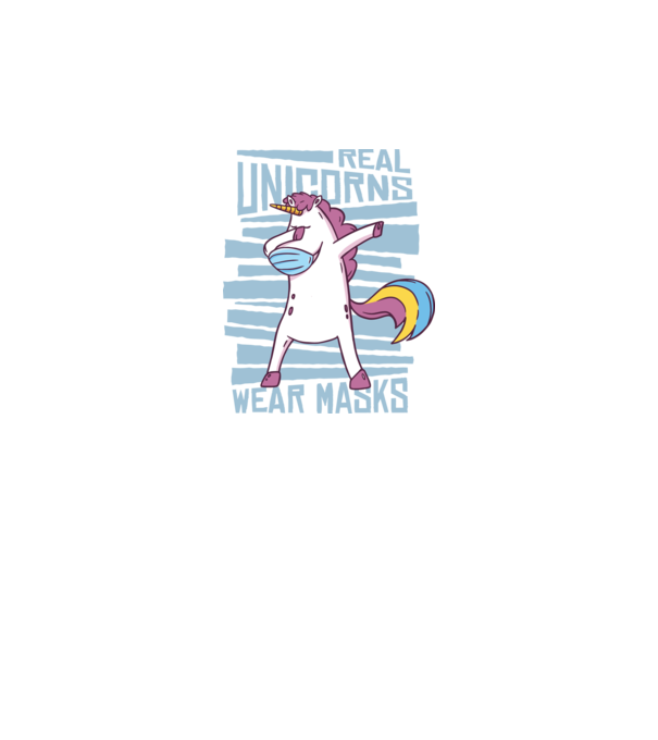 Unicorn DAB Mască model albastru închis pe tricou