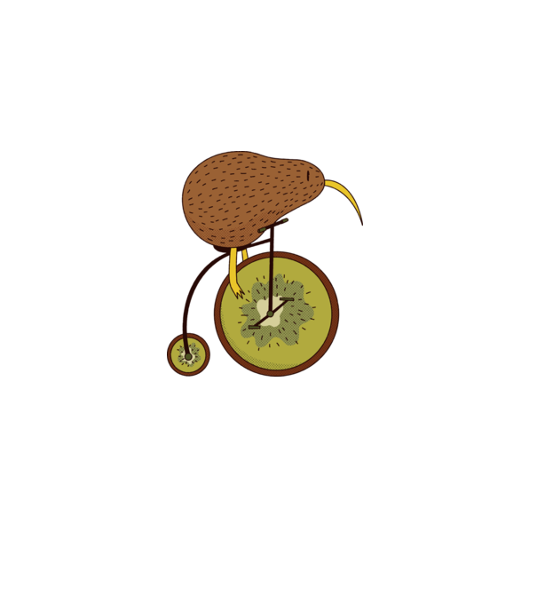 Bicicletă Kiwi model gri pe tricou