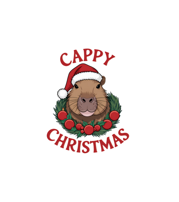 Cappy Christmas 2 model alb pe tricou