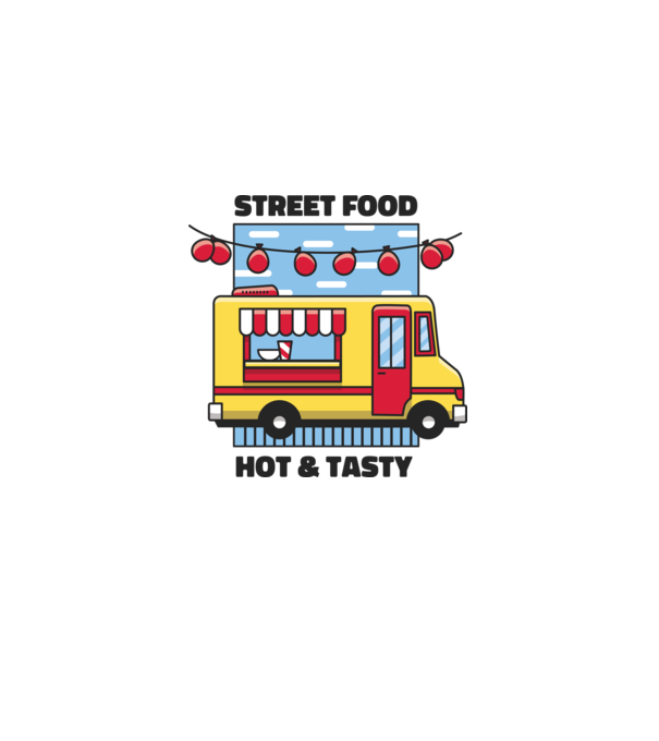 Foodtruck model albastru deschis pe tricou