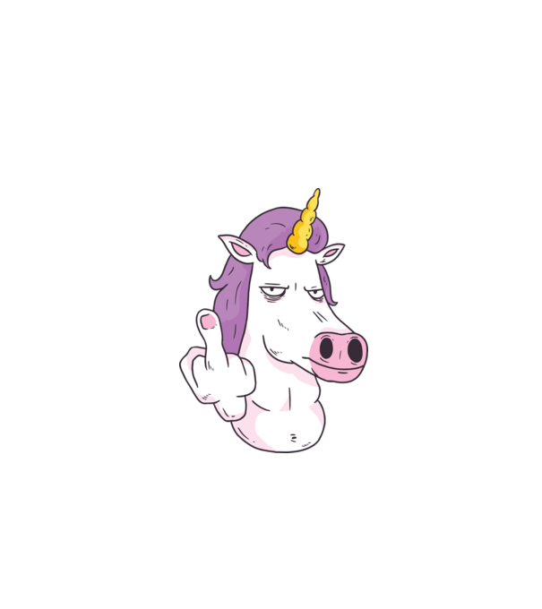 Unicorn arată degetul model albastru închis pe tricou