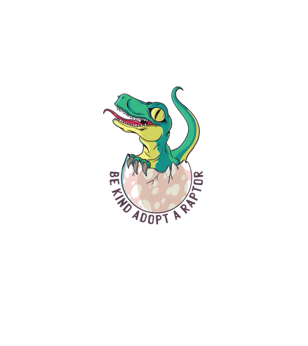 Be kind adopt a Raptor tricou cu dinozaur model alb pe tricou