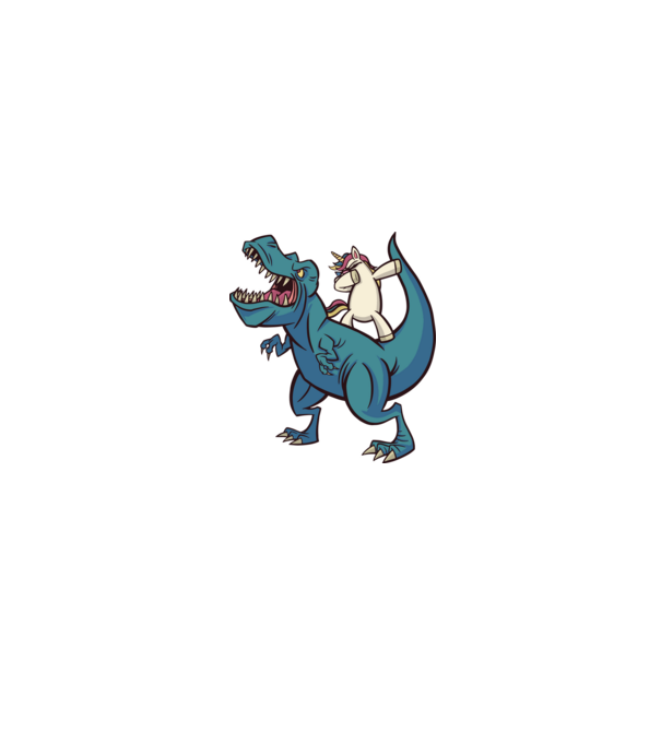 Unicorn DAB T-rex model alb/roșu pe tricou