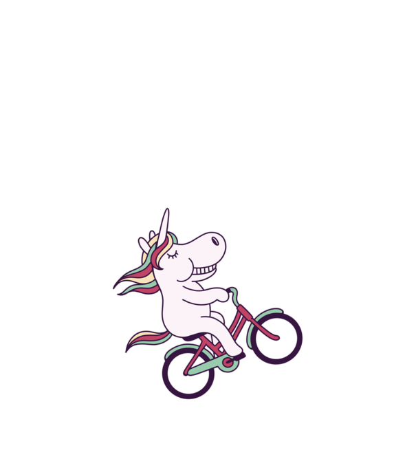 unicorn cu bicicletă model nisipiu pe tricou