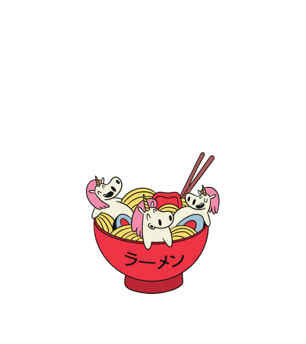 Unicorn Ramen model nisipiu pe tricou