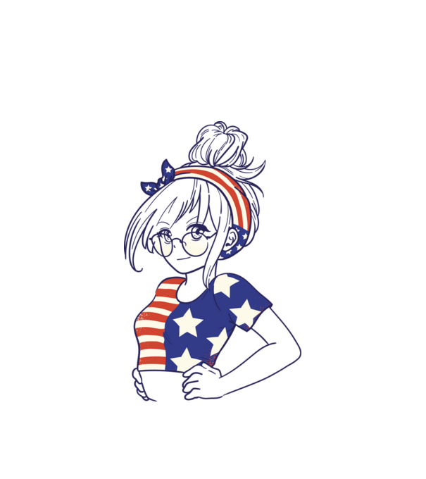 fată Americană Anime model alb pe tricou