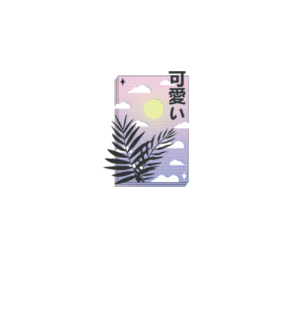 Vaporwave Val model alb pe tricou