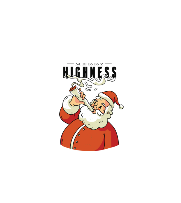 Merry Highness Mikulás fumează iarbă model albastru închis pe tricou
