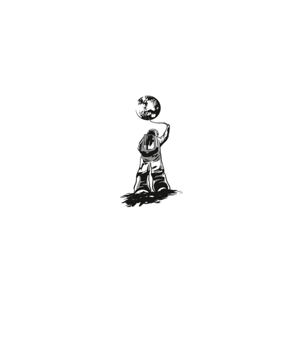 Astronaut Lună model negru pe tricou