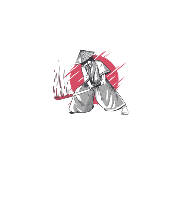 Sabie de samurai model alb pe tricou