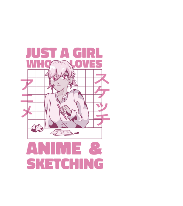 Doar o fată căreia îi place Anime și desenul model alb pe tricou