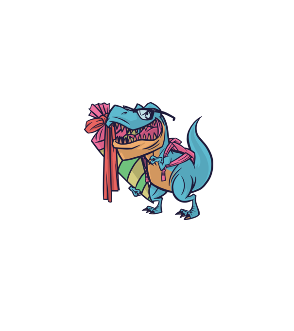 Elev T-rex model gri pe tricou
