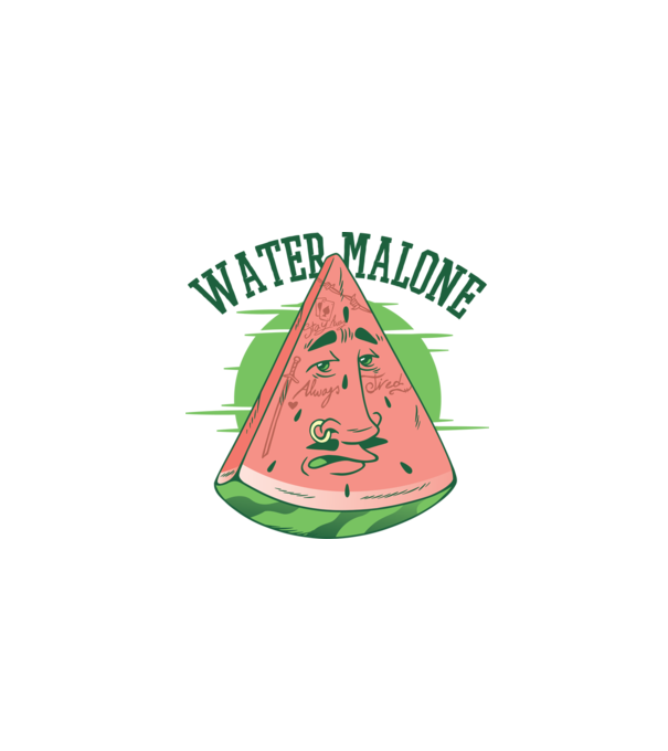 Water Malone model alb pe tricou