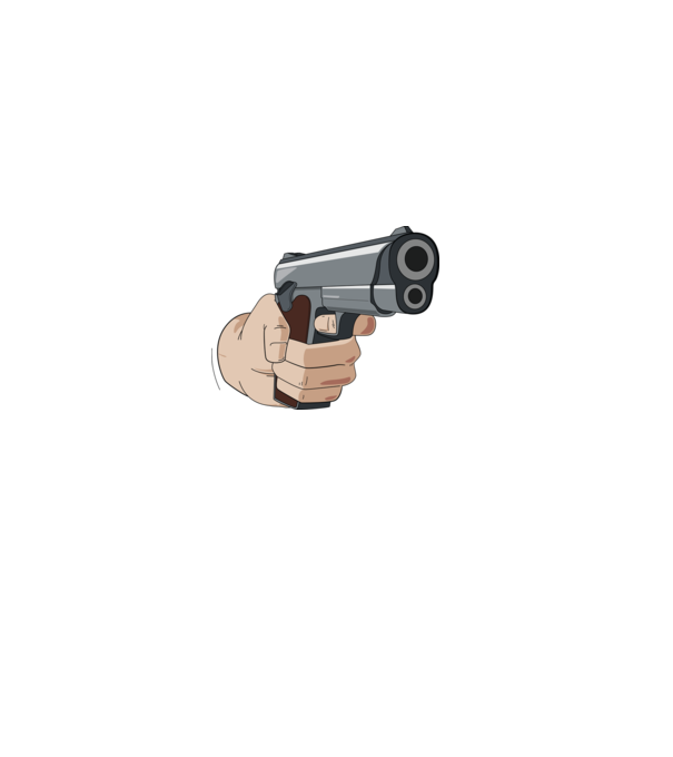 Pistol model albastru deschis pe tricou