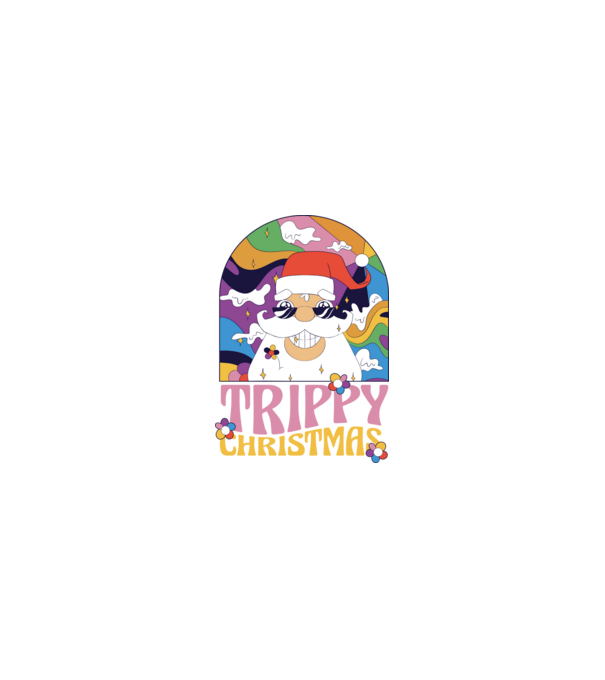 Trippy Christmas model nisipiu pe tricou