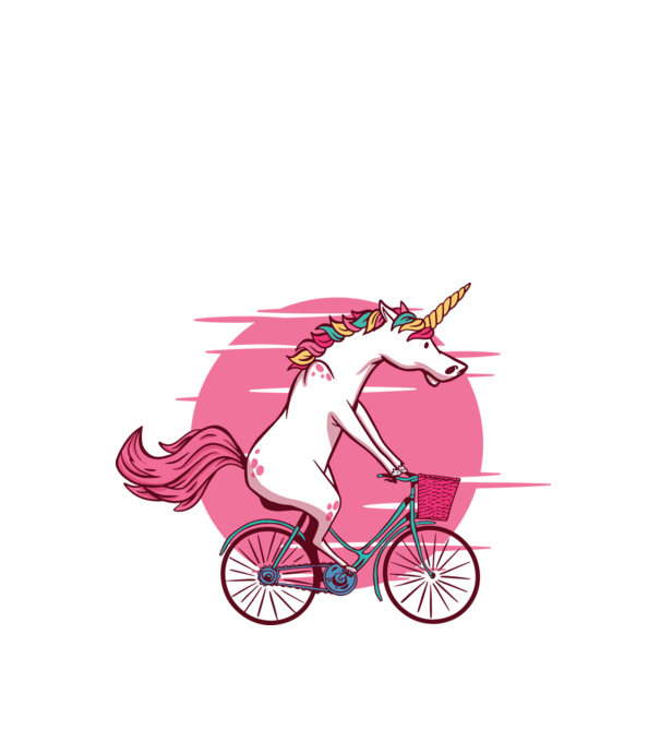 Unicorn cu bicicletă model alb pe tricou