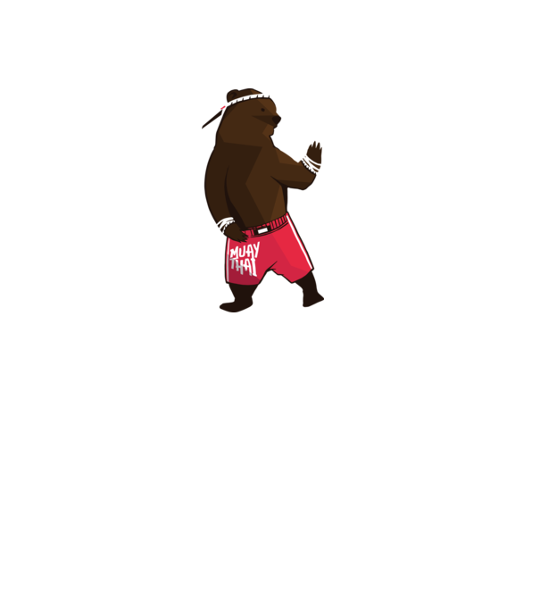 Urs Muay Thai model gri pe tricou