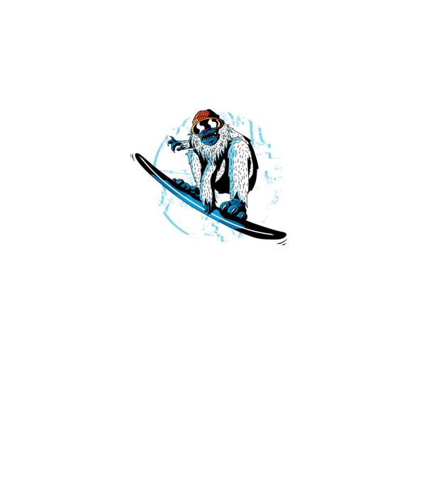 Yeti Snowboarder model alb pe tricou