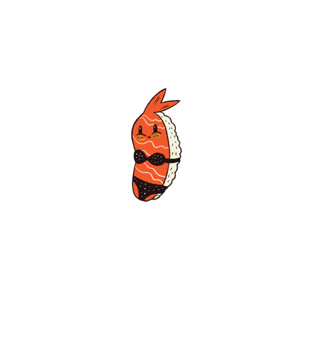 Sushi în bikini model gri pe tricou