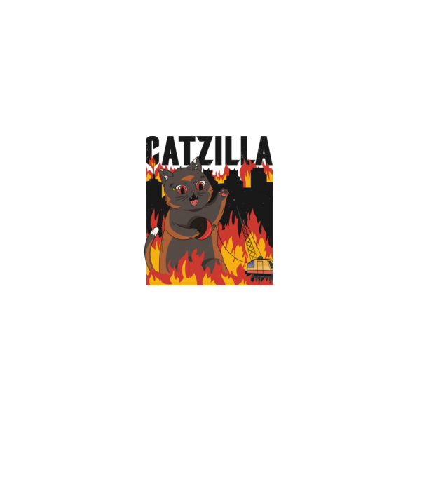 Anime Catzilla model alb pe tricou