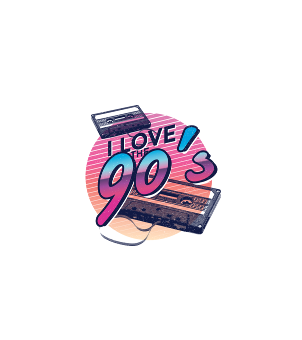 I love the 90s Casetă model turcoaz pe tricou