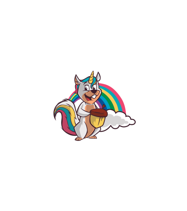 Unicorn drăguț Veveriță model alb pe tricou
