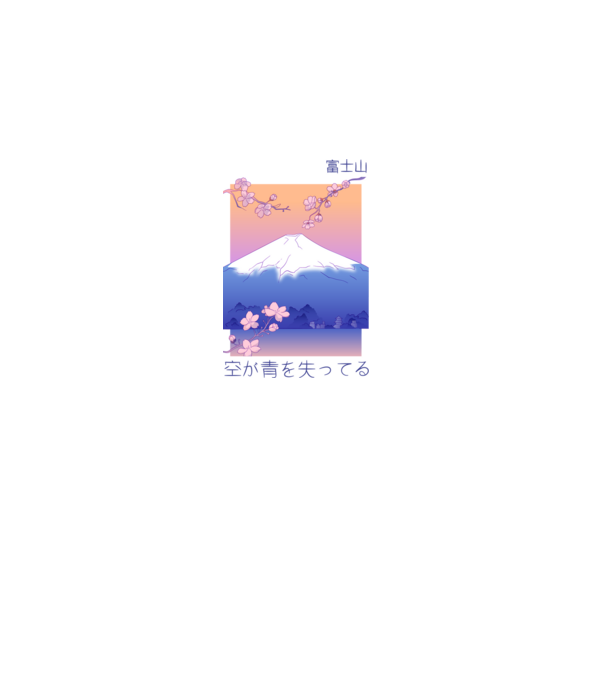 Anime Vaporwave munte model alb pe tricou