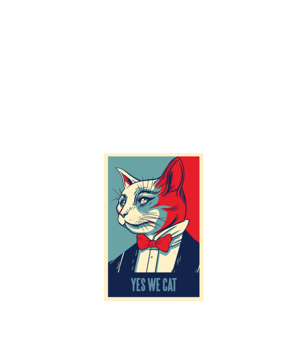 Yes We Cat poster cu pisică model negru pe tricou