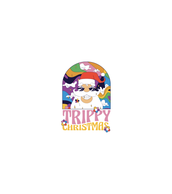 Trippy Christmas model nisipiu pe tricou