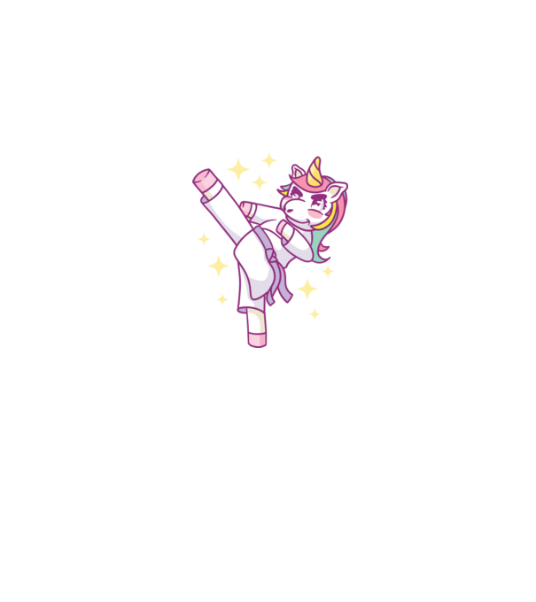 Karate unicorn model albastru jeanși pe tricou