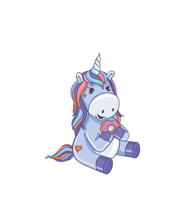 Unicorn cu gogoașă model alb pe tricou