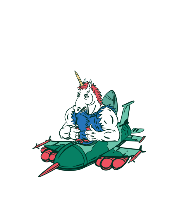 Unicorn Avion de vânătoare model verde de măr pe tricou