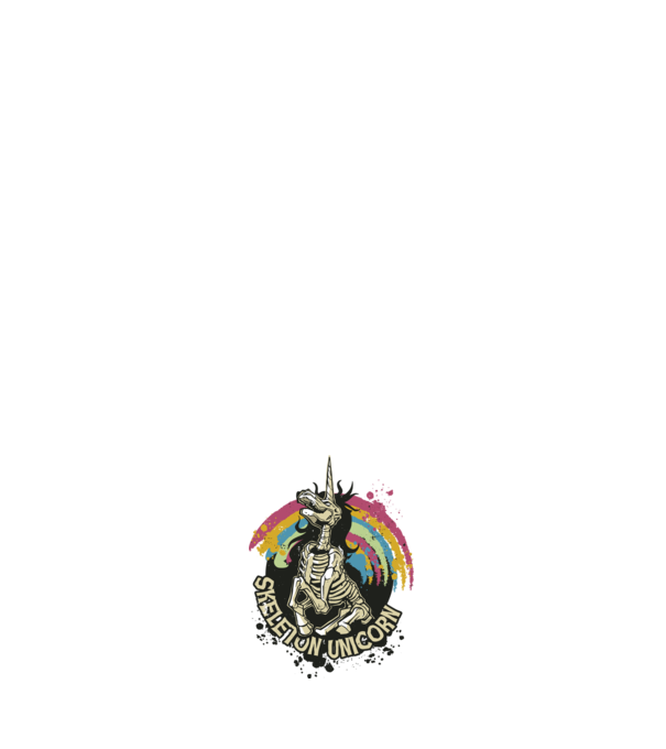 Schelet unicorn model negru pe tricou
