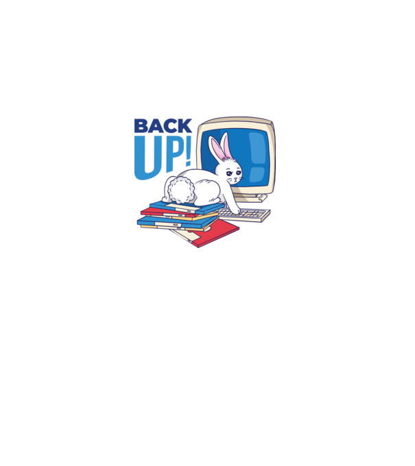 Back up bunny model alb pe tricou