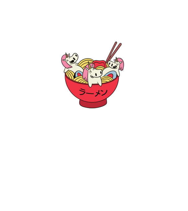 Unicorn Ramen model alb pe tricou