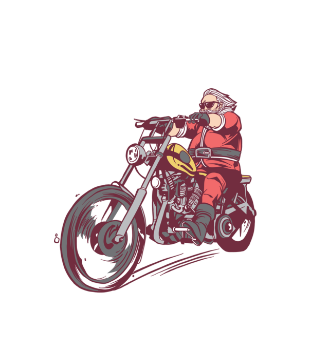 Moș Crăciun motociclist model alb pe tricou
