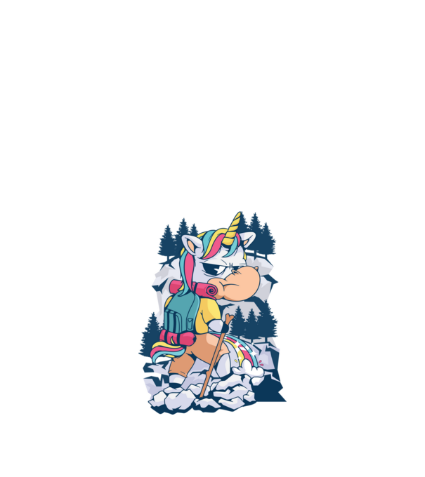 Unicorn excursionist pipi model alb pe tricou