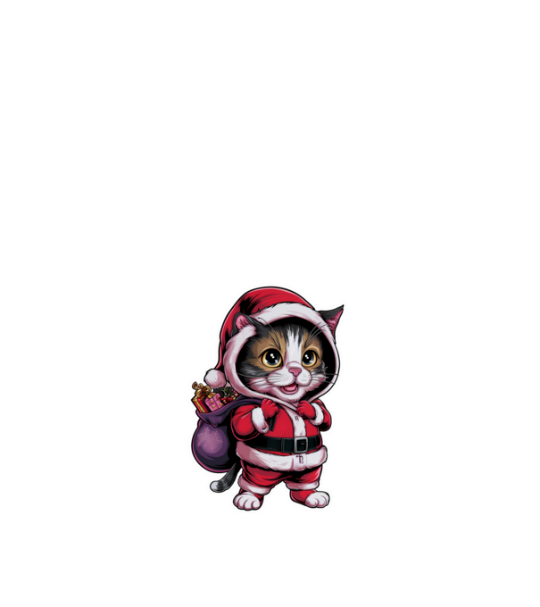Santa Cat model alb pe tricou