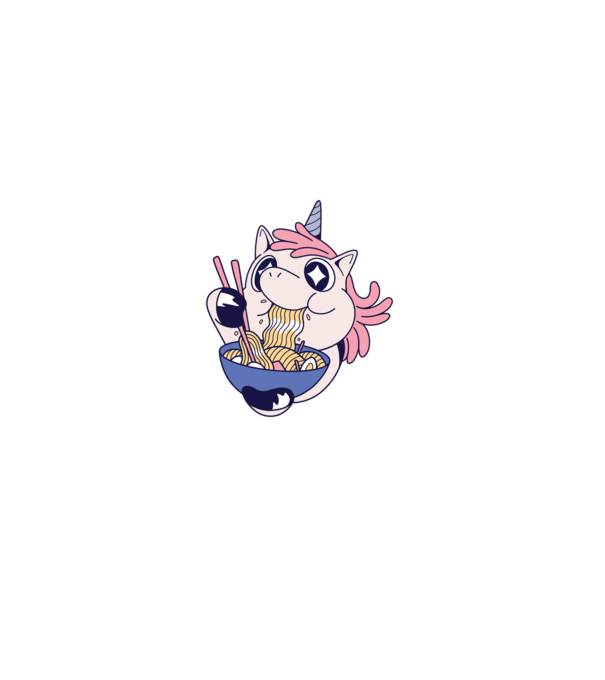 Unicorn Ramen model negru pe tricou