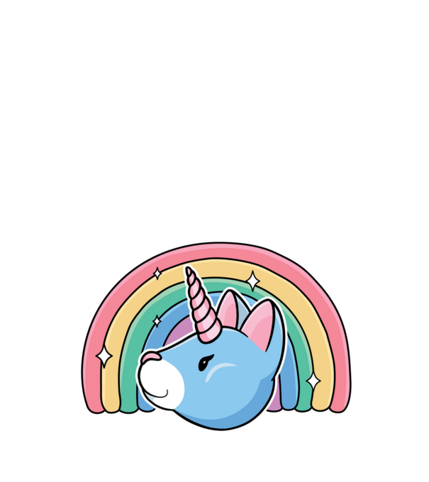 Pisică Unicorn model negru pe tricou